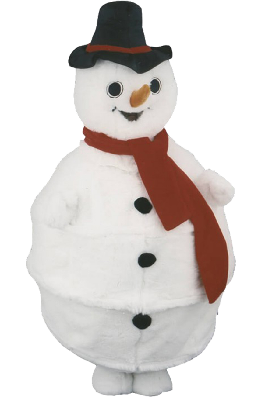 Costume mascotte de Bonhomme de Neige Chapeau Noir